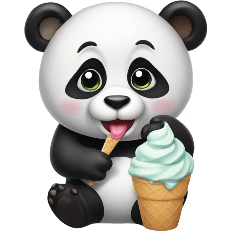 Panda eating ice cream emoji