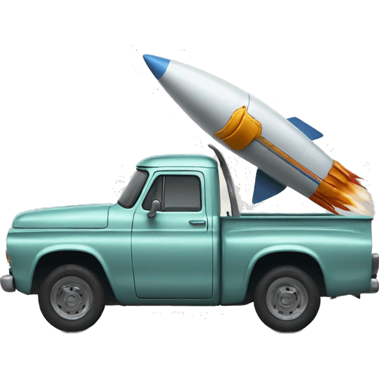 pick up truck and rocket strapped emoji