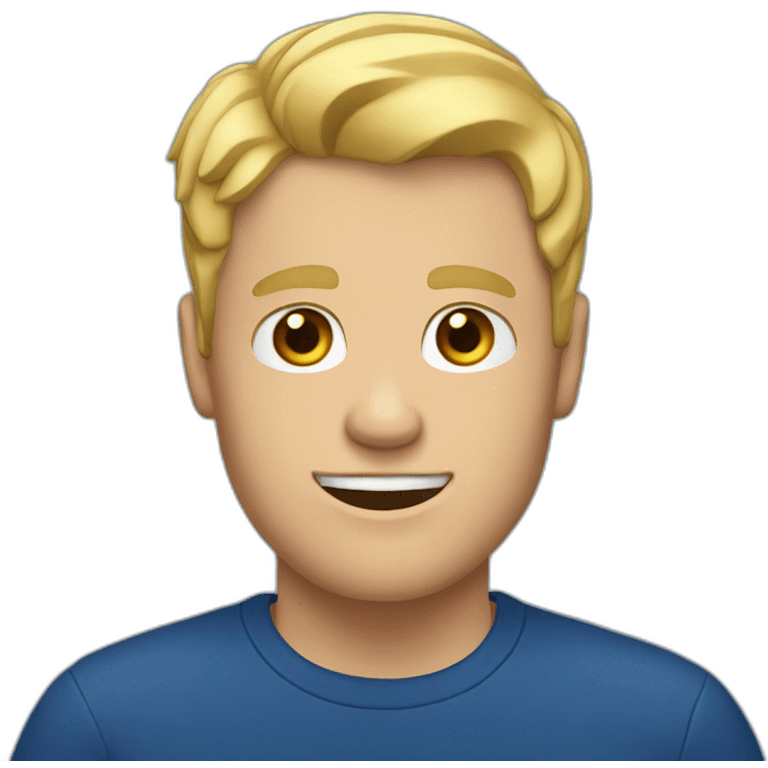 white guy with blond hair in a dark blue T-shirt emoji