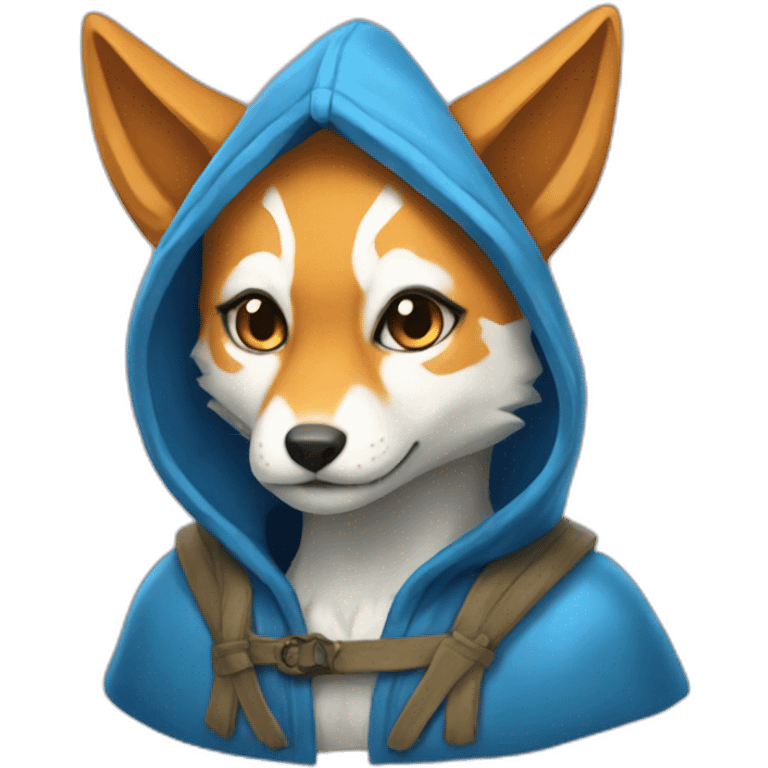 blue hooded kitsune emoji