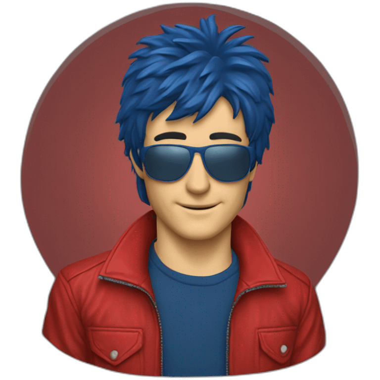 nicky larson veste bleu tshirt rouge emoji