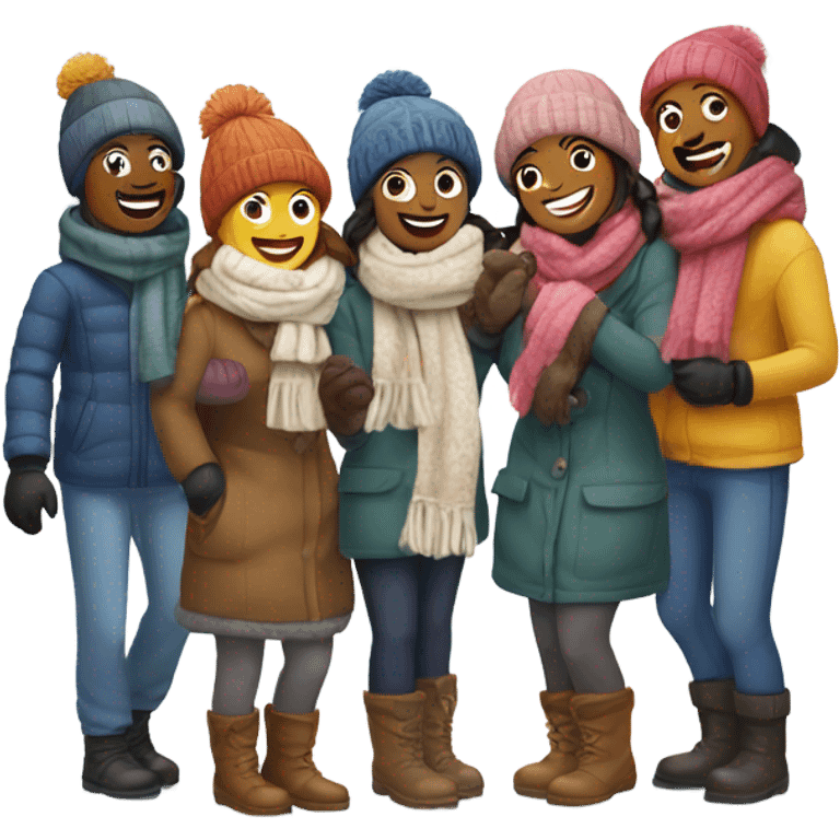 group of friends in winter emoji