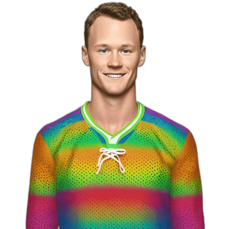 Disco Jonathan Toews wearing rainbow lace shirt emoji