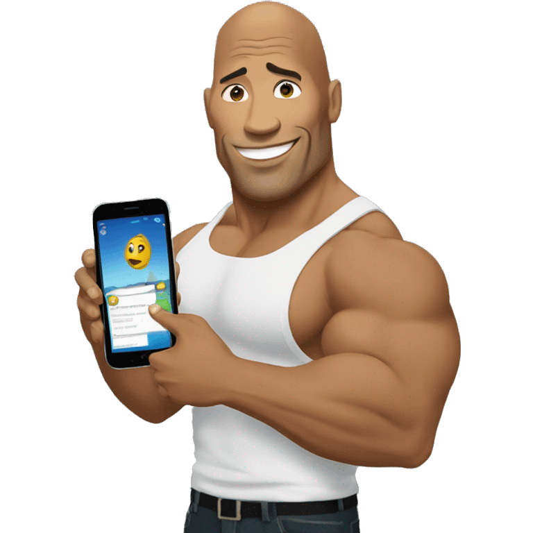 the rock holding a mobile phone emoji