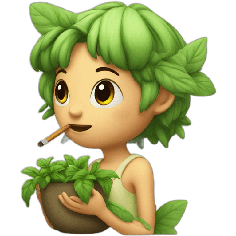 Cute fairy smoking herbs emoji