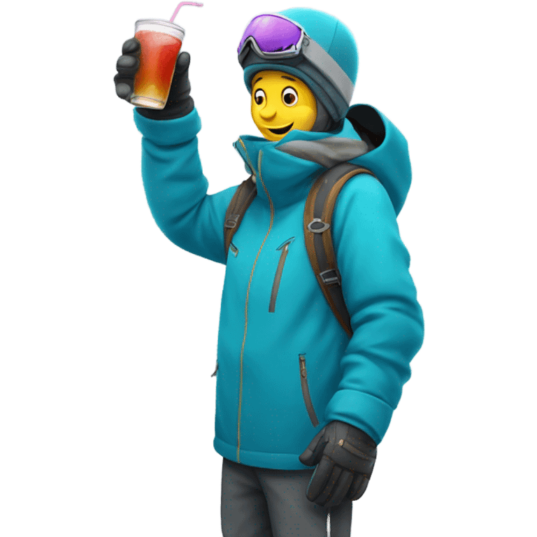 Drinking while snowboarding emoji