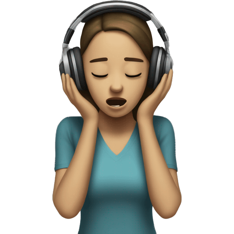 girl suffering because she is listening to loud music from an amplifier box emoji