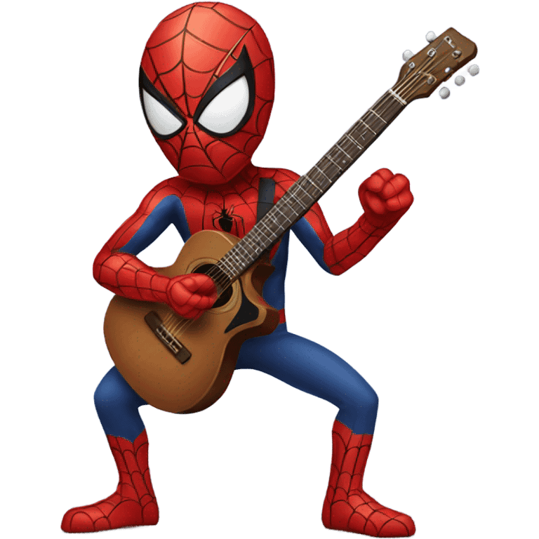 Spiderman playing guitar emoji