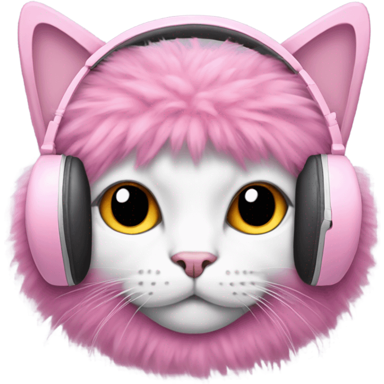 cat wearing pink headphones emoji