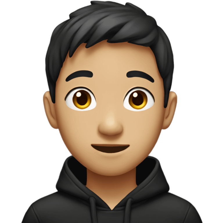 Asian boy wearing black hoodie emoji