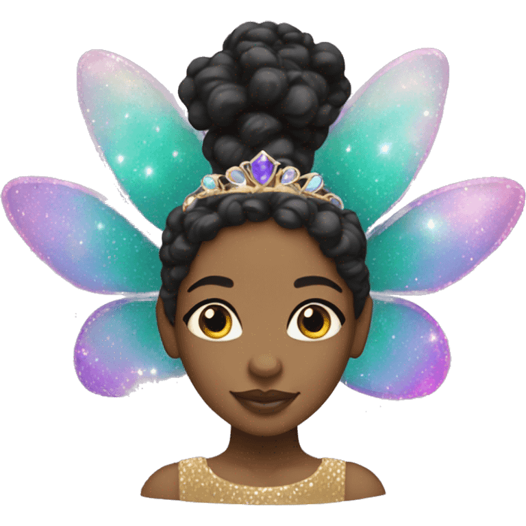 Light skin black woman fairy princess pink purple teal gold sparkles emoji