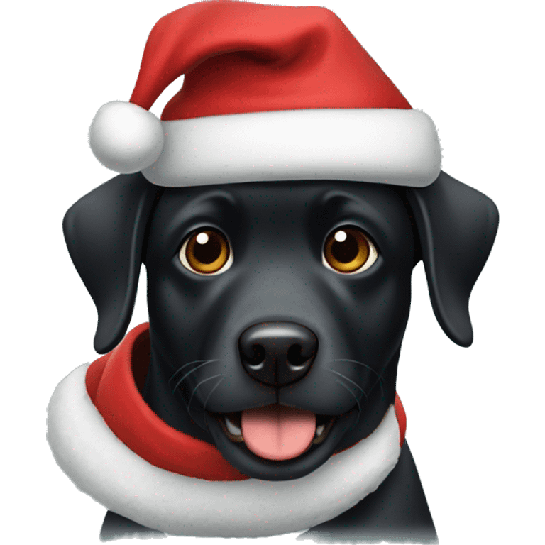 Black dog with santa hat emoji