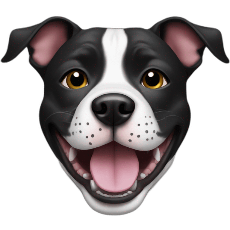 dog staffy black smiling emoji