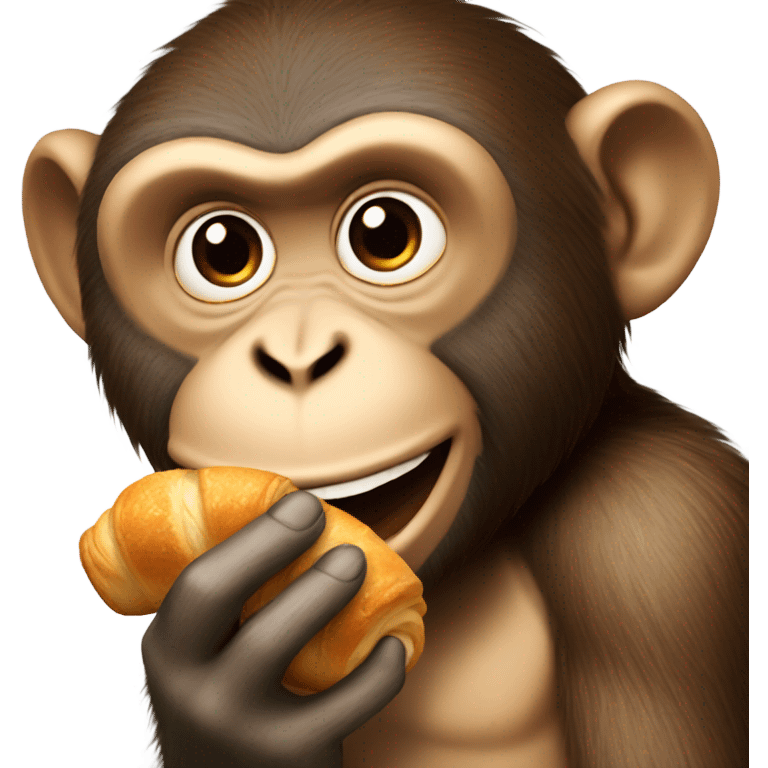 A monkey eating a croissant emoji