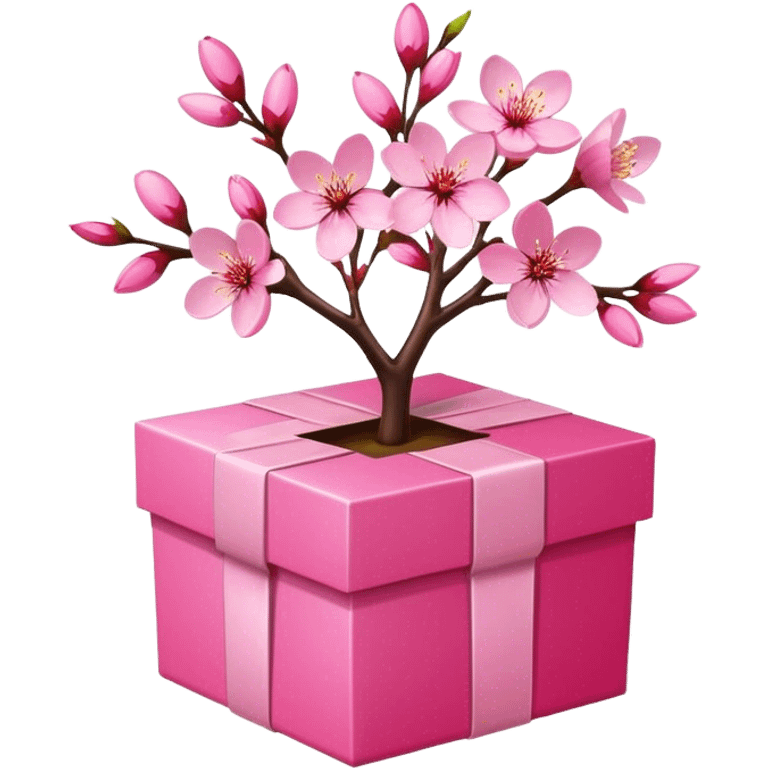 Pink cherry blossoms in a pink gift box emoji