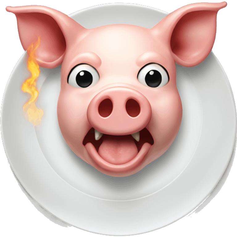 pig's head on a plate and a blowtorch emoji