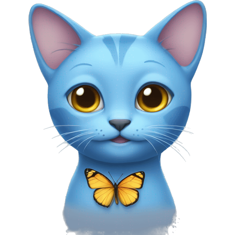 Blue cat with butterfly wings emoji