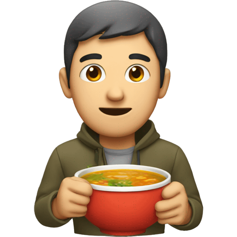 Guy with eating a soup emoji