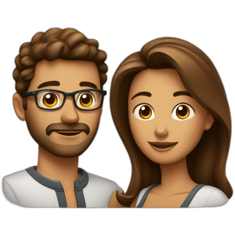 Couple de bruns qui s'embrasse emoji