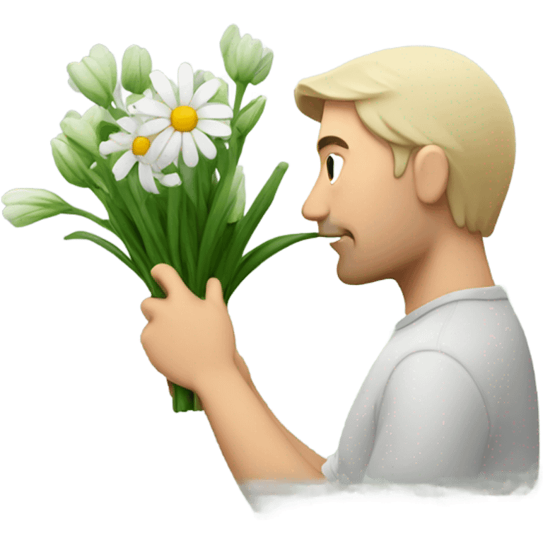 guy sniffing flowers  emoji