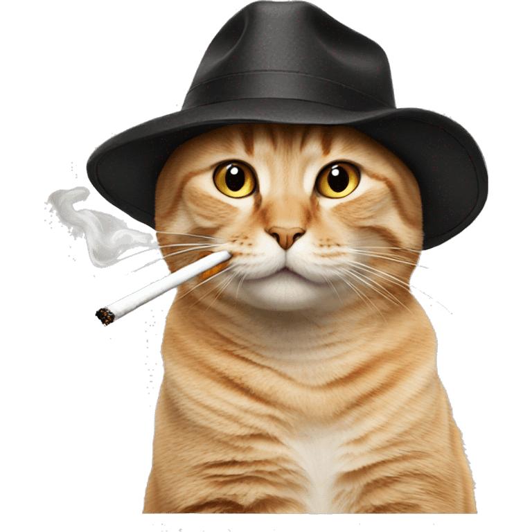 cat wearing a hat and smoking cigarette emoji