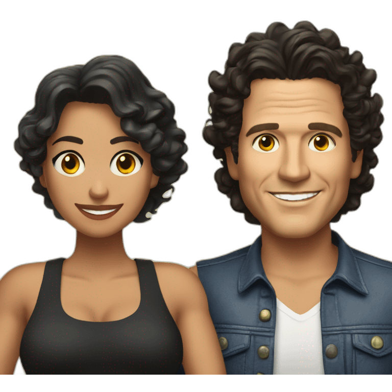 Carlos Vives with Colombian woman of 35's with short curly black hair emoji