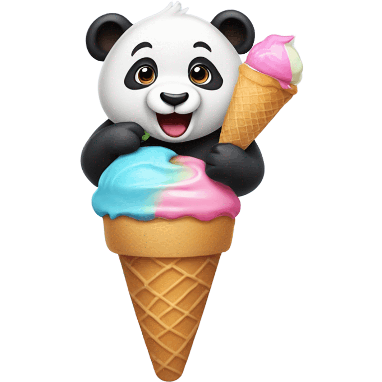 Panda eating ice cream emoji