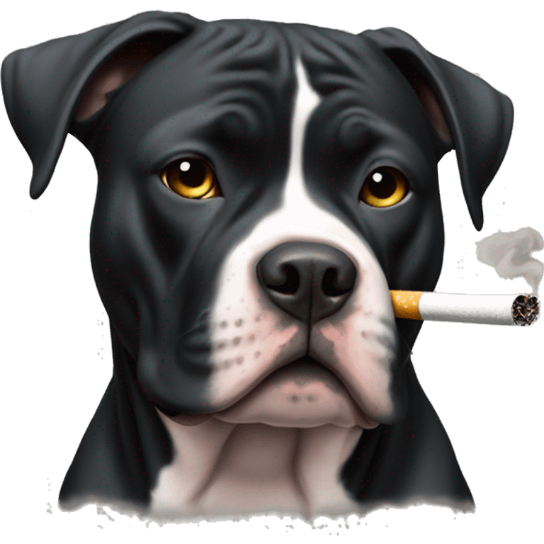 Black pitbul smoking a cigarette emoji