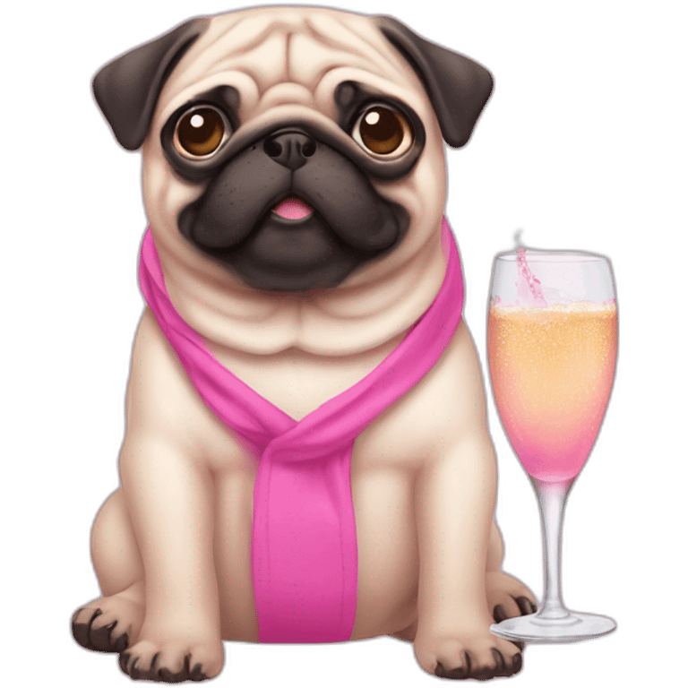 pink pug who drinks champaign emoji