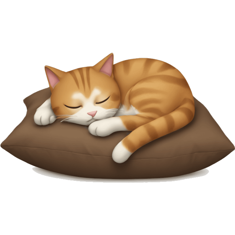 cat sleeping on brown pillow emoji