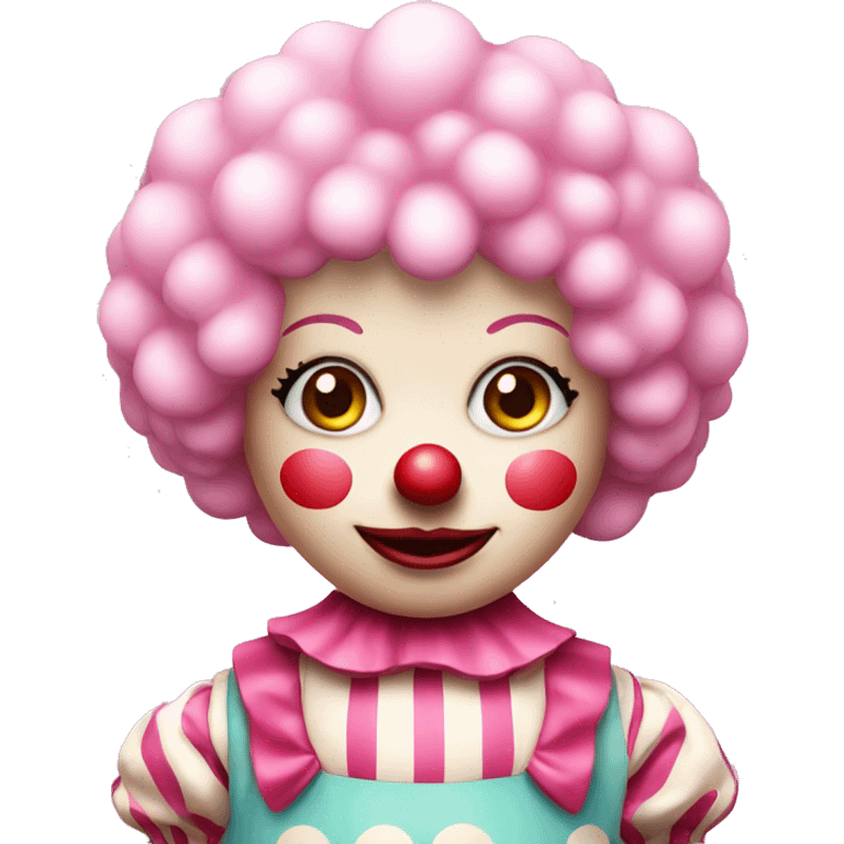 cute pink clown doll emoji