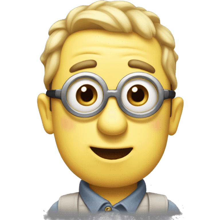 Cute blushing minion with red cheeks emoji