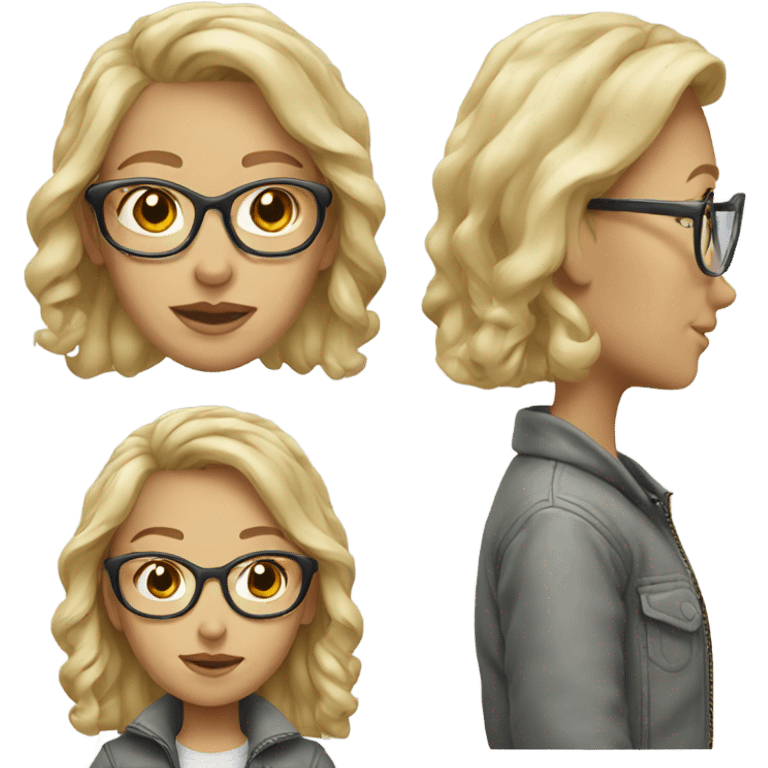 Blonde girl with glasses, and grey bomber jacket emoji