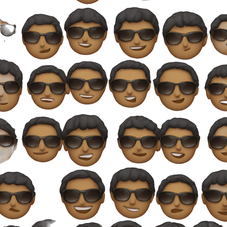 A face wearing 5 pairs of sunglasses emoji