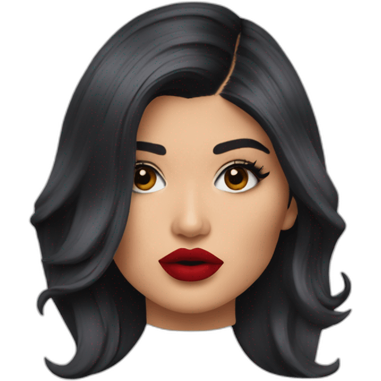 Kylie Jenner holding her lipstick lips emoji