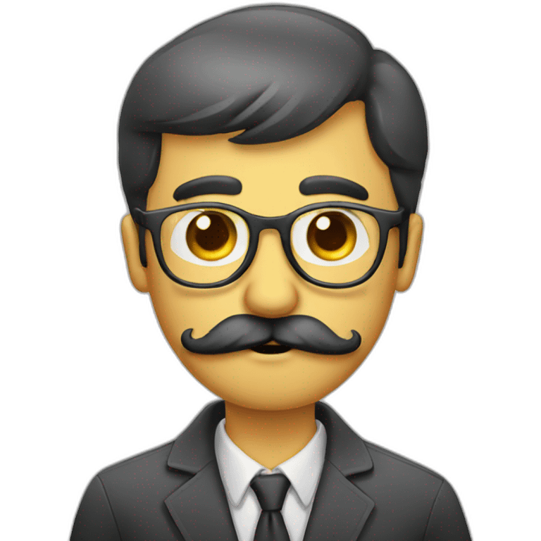 glasses and mustache man with questioning face emoji