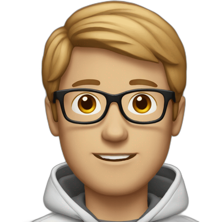 white male brown tapered hair with clear glasses and hoodie emoji