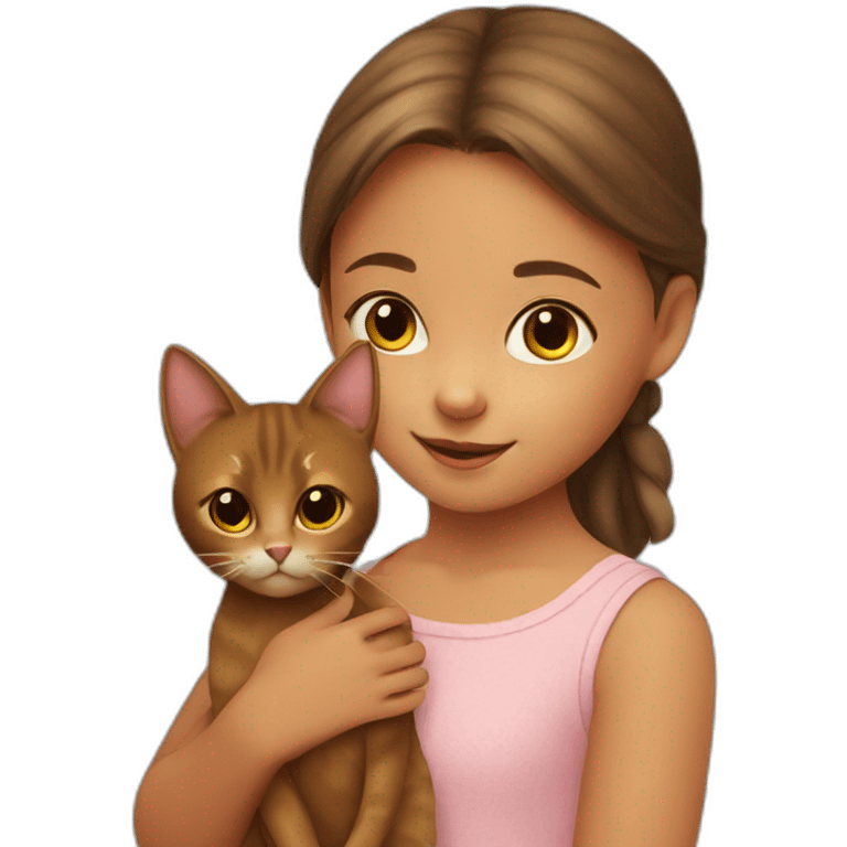 Brown cat on little girl emoji