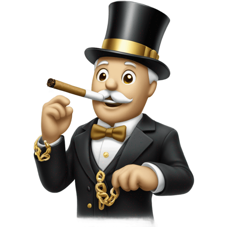 Monopoly man with gold chain and smoking cigar emoji