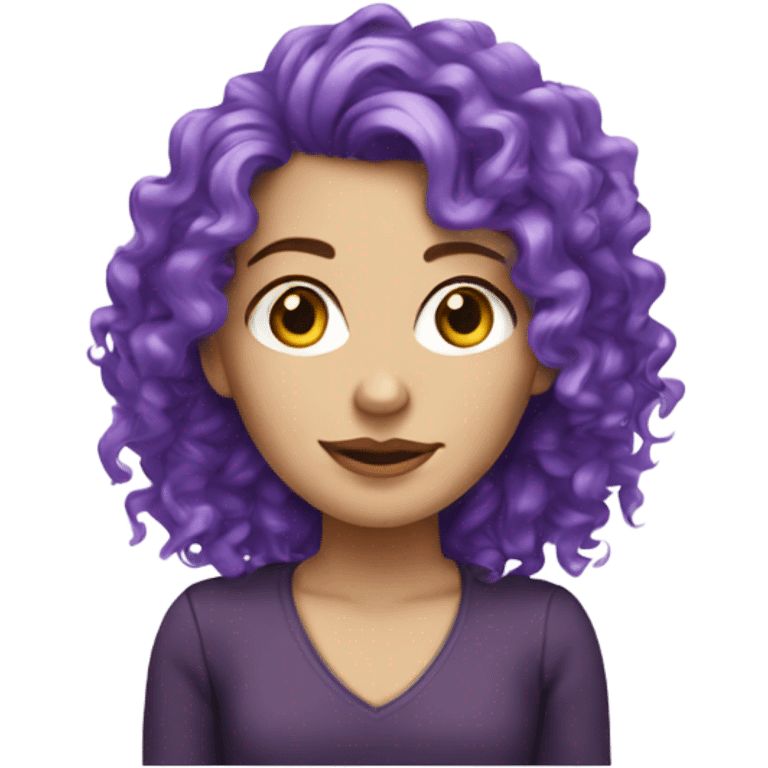 white girl with purple curly hair emoji