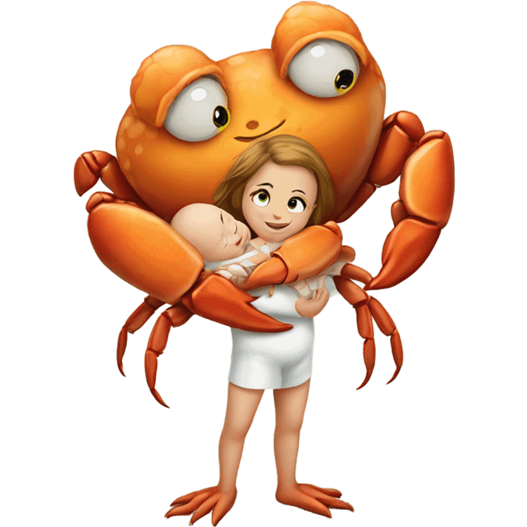 sea crab hugging female baby chicken  emoji