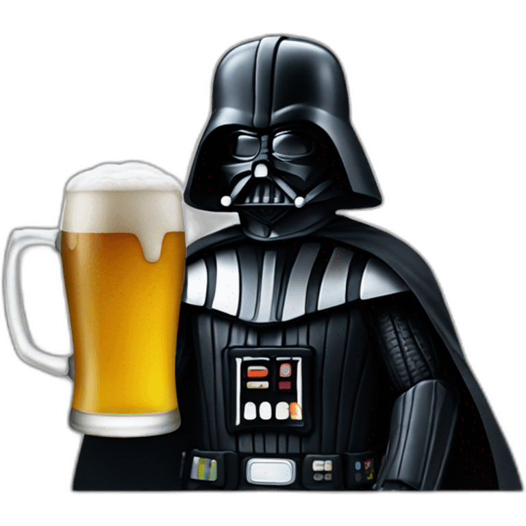 dark vader with a beer emoji