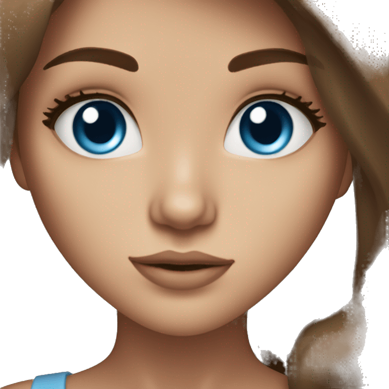 Beautiful girl with long brown hair blue eyes and long eyelashes emoji