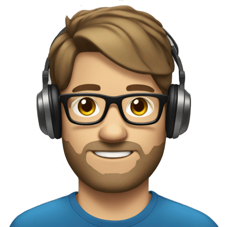 Man with brown hair stubble and glasses DJing emoji