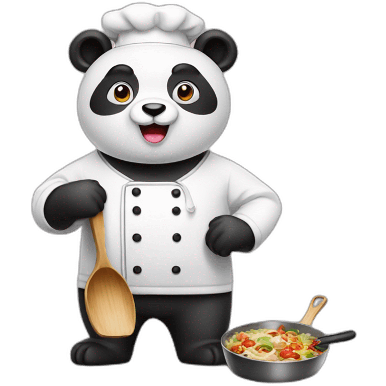 Panda chef with pan emoji