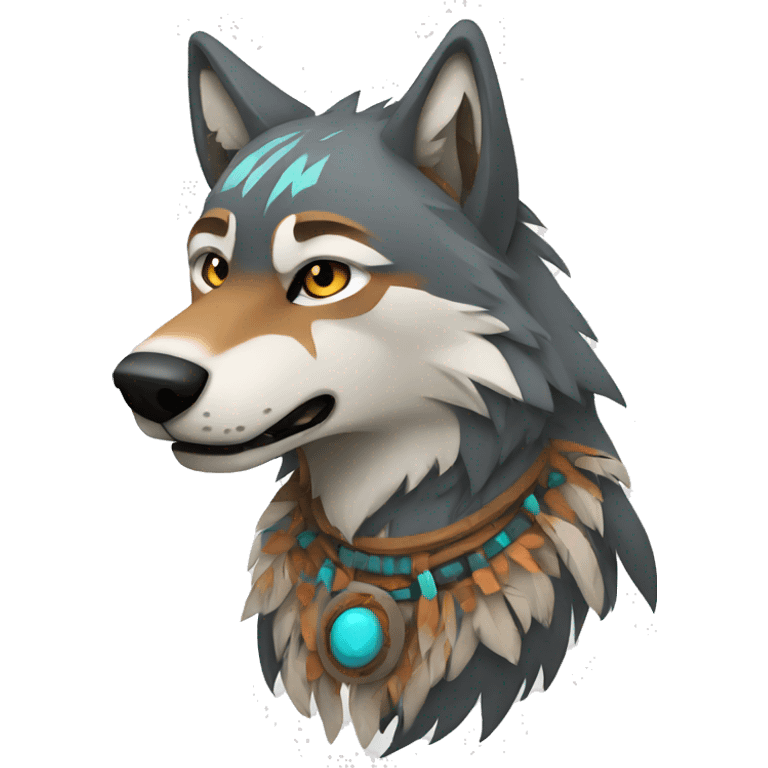 Wolf With Tribal Markings Full Body emoji