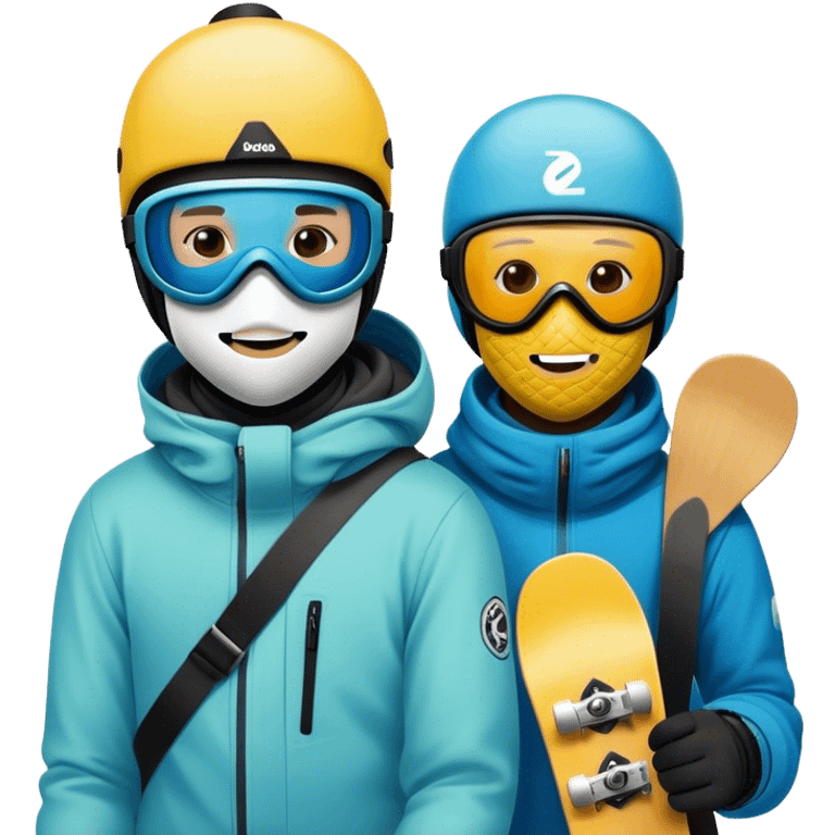 2 guys masks snowboarding birthday emoji