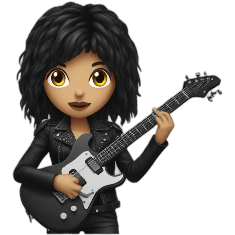 Heavy metal woman black hair  emoji