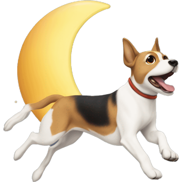 Dog jumping over the moon emoji