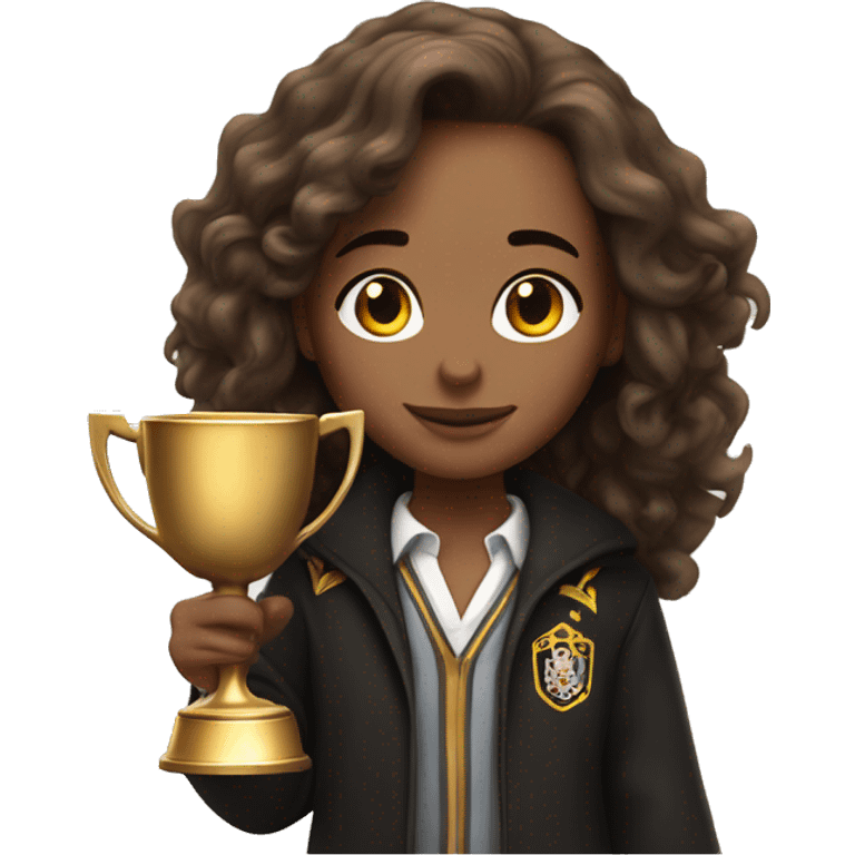 Hermione holds the winner's cup in her hand emoji